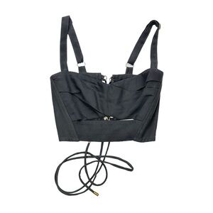 Sabina Musayev BLACK Avita Lace Up Crop Top, XS